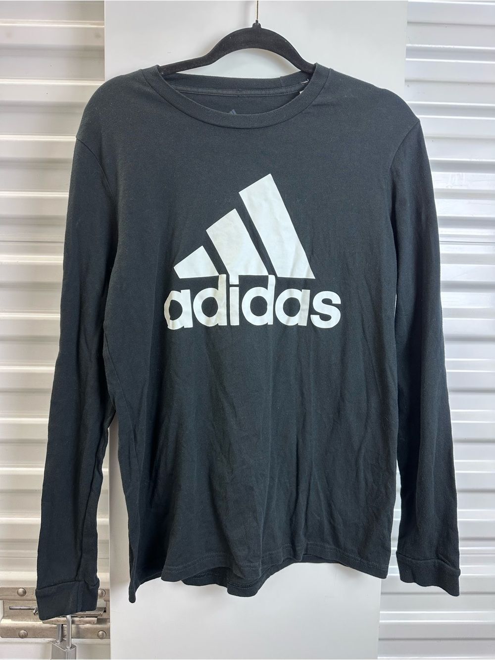 adidas Black and White Long Sleeve Logo Shirt